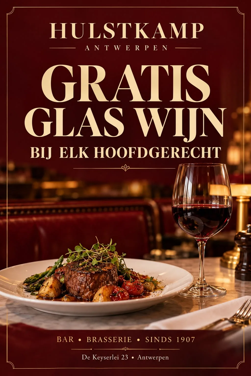 Een hoofdgerecht, een glas erbij